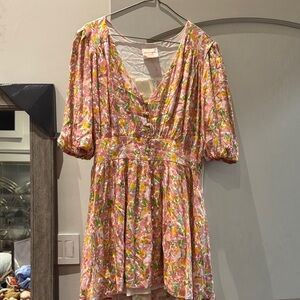 Showpo Floral Pink and Green Dress